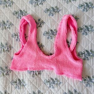 Hunza G Hot Pink Crinkle Bikini Top One Size